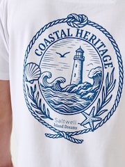 Saltwell White Coastal Heritage Print Cotton T-Shirt - Image 6 of 6