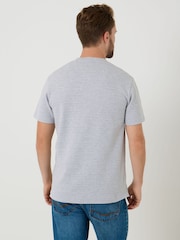 Saltwell Grey Textured Stripe Grandad Collar T-Shirt - Image 2 of 6