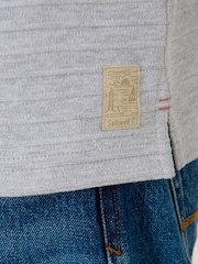 Saltwell Grey Textured Stripe Grandad Collar T-Shirt - Image 6 of 6
