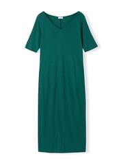Celtic & Co.Linen / Cotton V-Neck Green Midi Dress - Image 6 of 9