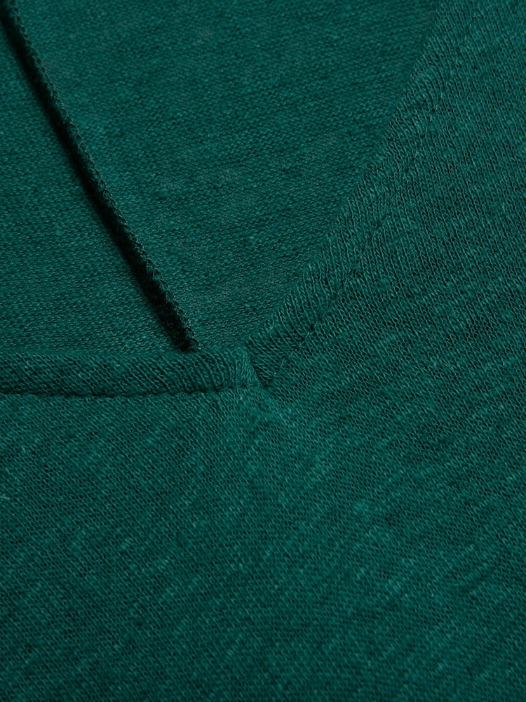 Celtic & Co.Linen / Cotton V-Neck Green Midi Dress - Image 9 of 9