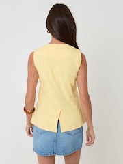 Threadbare Yellow Linen Blend Longline Waistcoat - Image 2 of 4