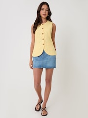 Threadbare Yellow Linen Blend Longline Waistcoat - Image 4 of 4