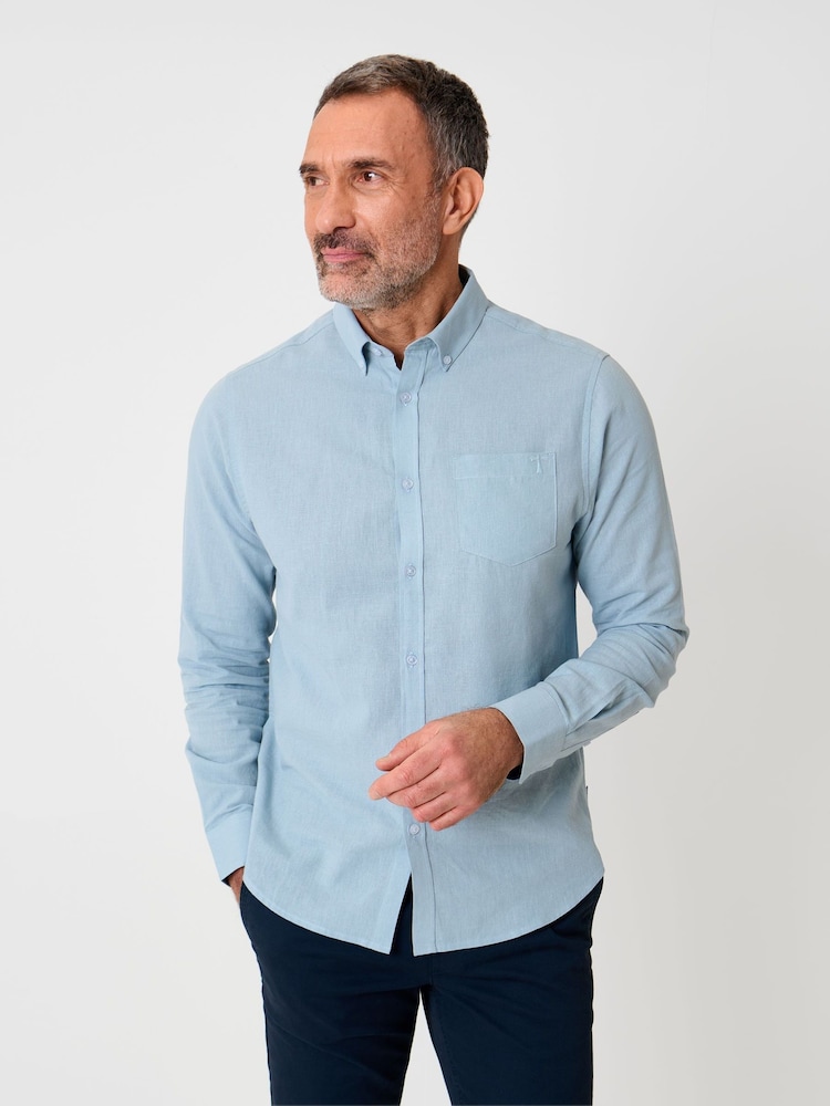 Saltwell Light Blue Linen Rich Long Sleeve Shirt - Image 1 of 4