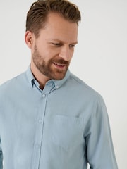 Saltwell Light Blue Linen Rich Long Sleeve Shirt - Image 5 of 6