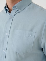 Saltwell Light Blue Linen Rich Long Sleeve Shirt - Image 6 of 6