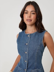 Threadbare Denim Tie Back Waistcoats 2 Pack - 画像 5 / 7