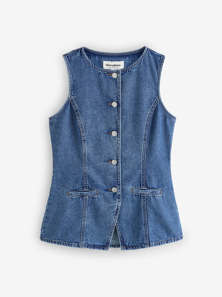 Threadbare Denim Tie Back Waistcoats 2 Pack - 画像 7 / 7