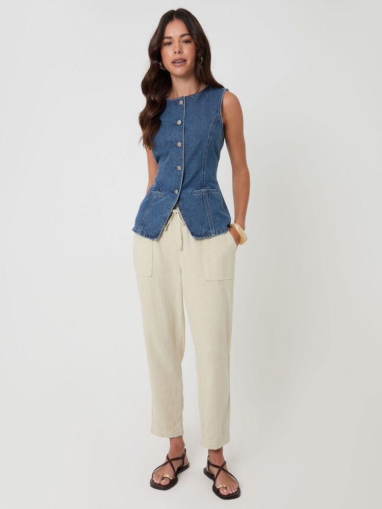 Threadbare Mid Wash Denim Longline Waistcoat - Image 5 of 5