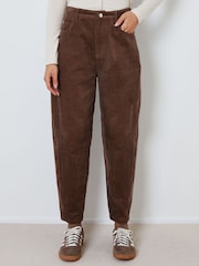 Threadbare Brown Corduroy Barrel Leg Trousers - Image 2 of 4
