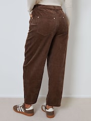 Threadbare Brown Corduroy Barrel Leg Trousers - Image 3 of 4