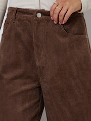 Threadbare Brown Corduroy Barrel Leg Trousers - Image 4 of 4