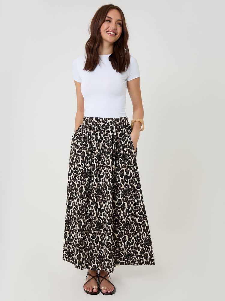 Threadbare Animal Print Jersey A-Line Maxi Skirt - Image 1 of 4