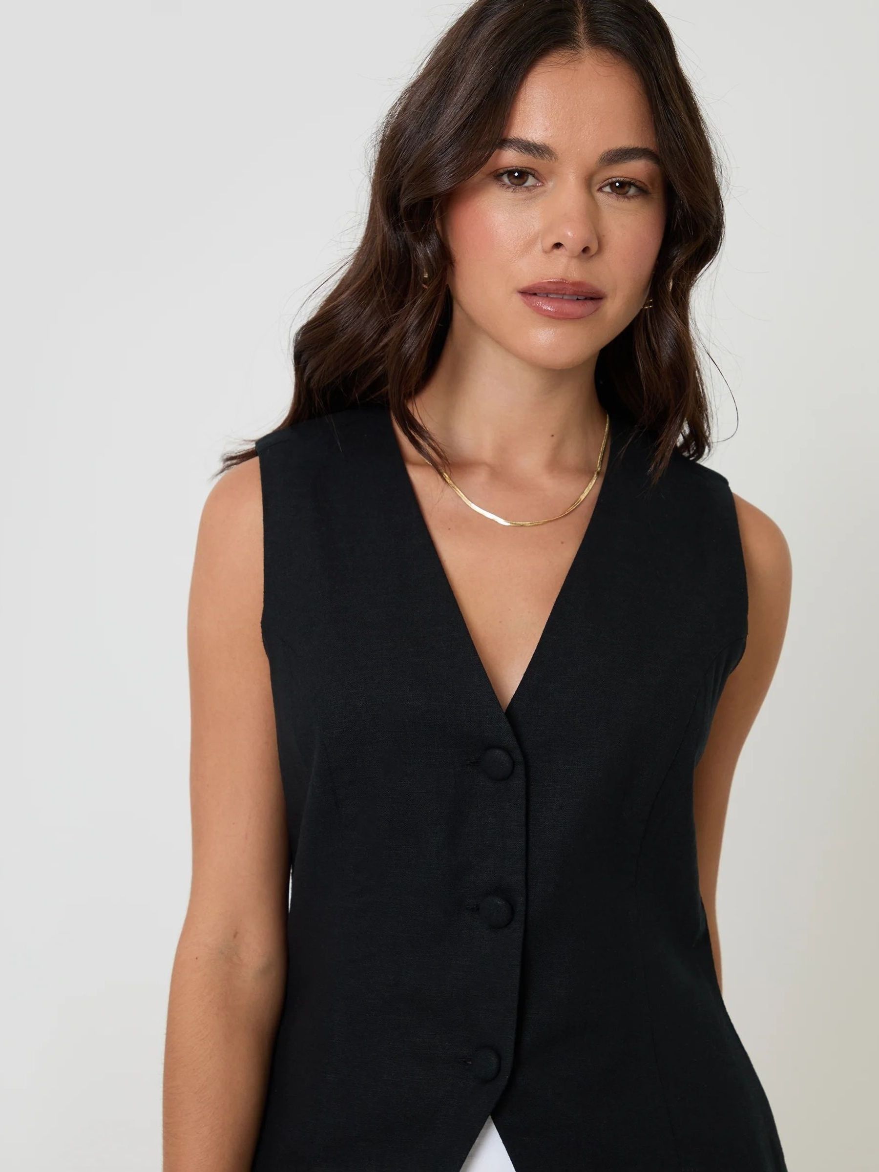 Buy Threadbare Black Linen Blend V-Neck Waistcoat from Next USA
