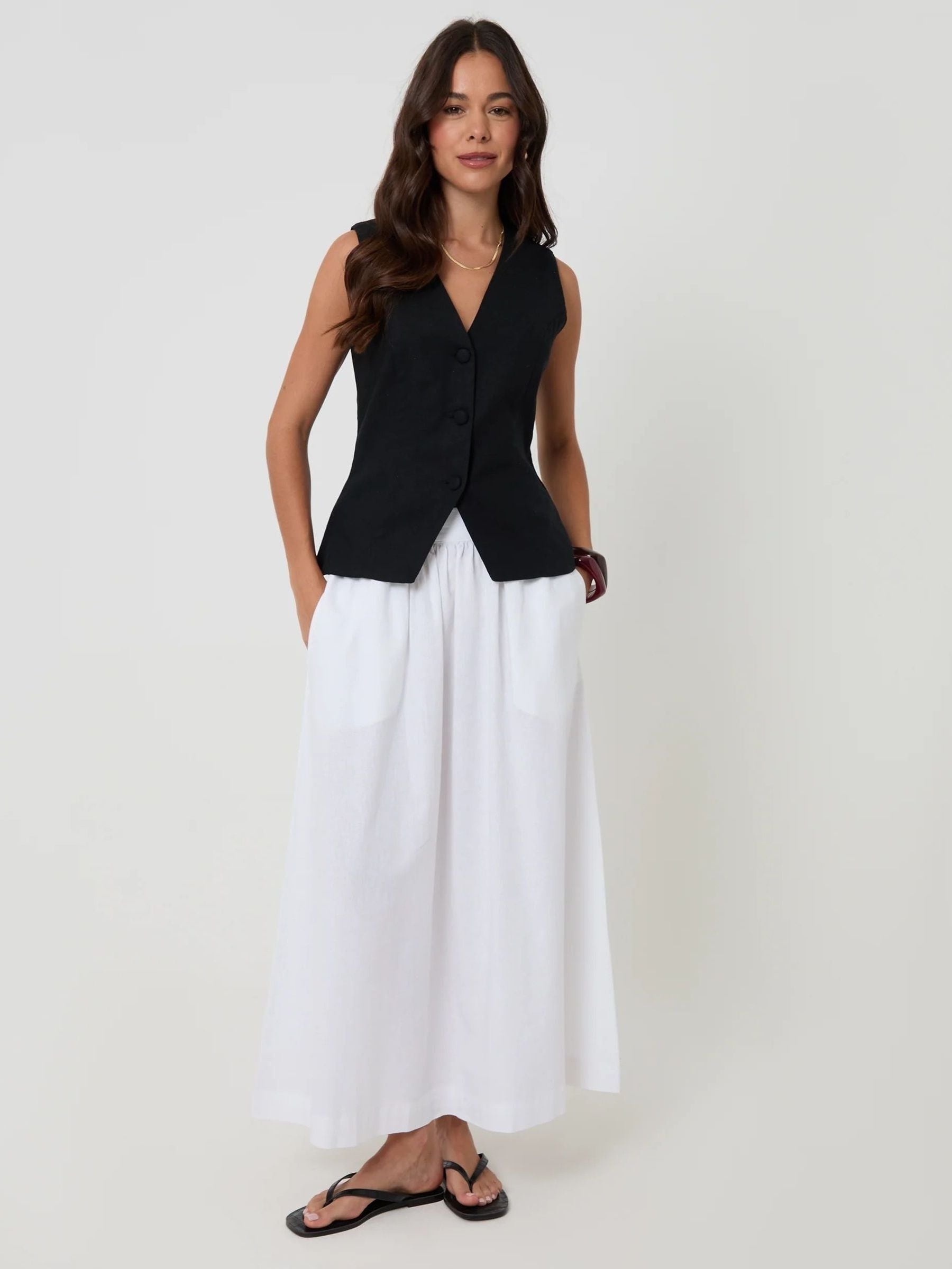 Buy Threadbare Black Linen Blend V-Neck Waistcoat from Next USA