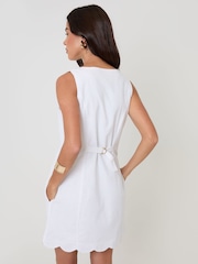 Threadbare White Linen Blend Pinafore Dress - Image 2 of 4