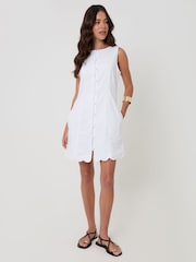 Threadbare White Linen Blend Pinafore Dress - Image 3 of 4