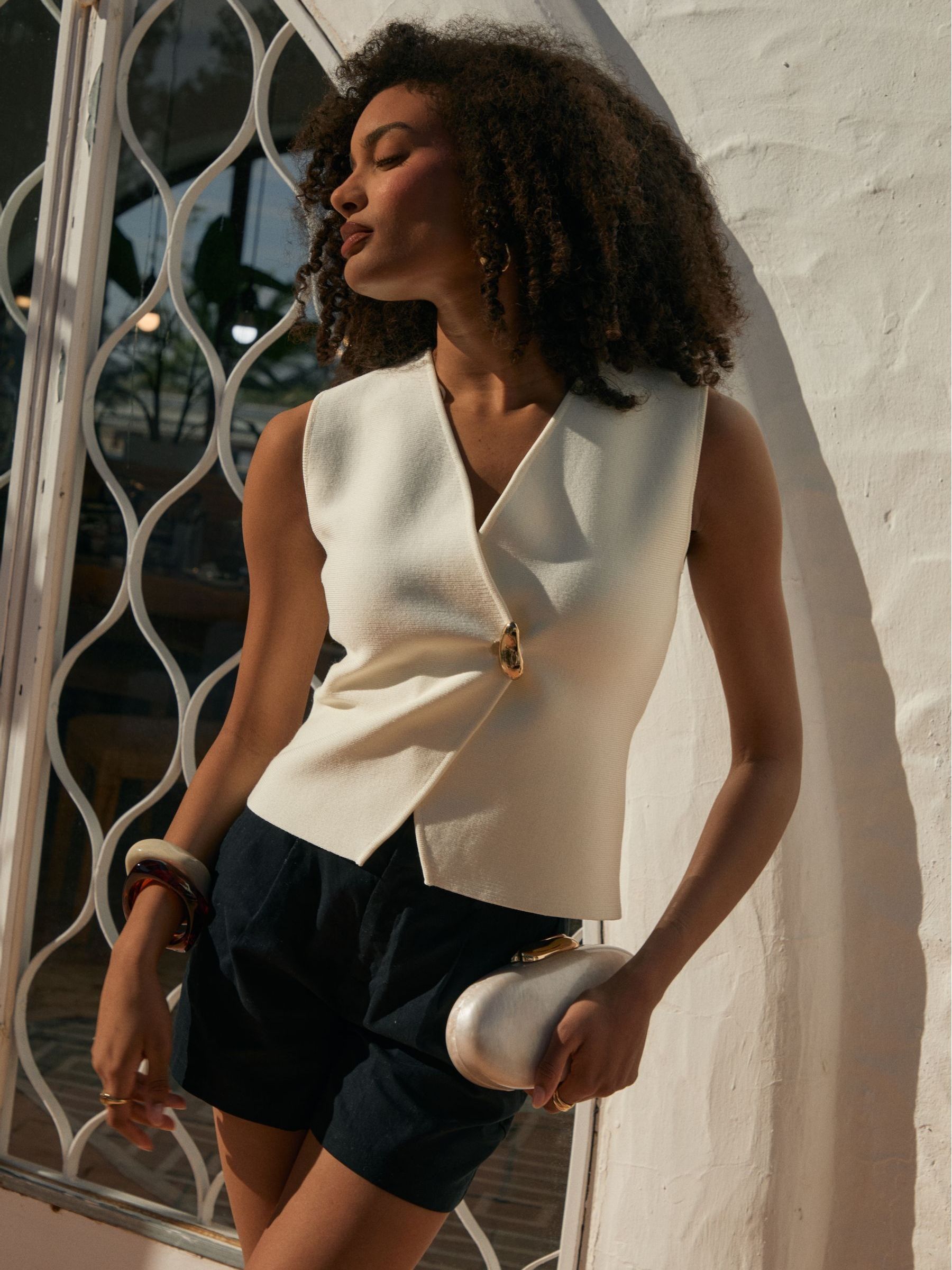Buy Threadbare Cream V-Neck Knitted Wrap Waistcoat from Next USA