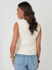 Threadbare Cream V-Neck Knitted Wrap Waistcoat - Image 2 of 4