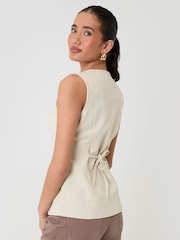 Threadbare Cream Denim Longline Waistcoat - Image 2 of 5