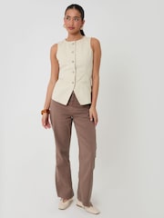 Threadbare Cream Denim Longline Waistcoat - Image 3 of 5