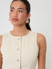 Threadbare Cream Denim Longline Waistcoat - Image 4 of 5