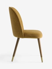 Set of 2 Relaxed Chenille Dark Ochre Yellow/Wood Leg Valencia Upholstered Dining Chairs - Image 5 of 8