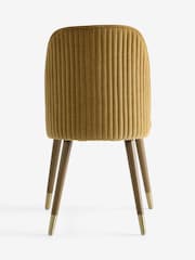 Set of 2 Relaxed Chenille Dark Ochre Yellow/Wood Leg Valencia Upholstered Dining Chairs - Image 6 of 8