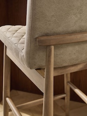 Monza Faux Leather Mink Brown Mid Wood Leg Atlas Effect Fixed Height Bar Stool - Image 2 of 10