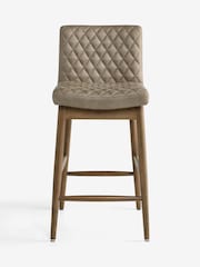 Monza Faux Leather Mink Brown Mid Wood Leg Atlas Effect Fixed Height Bar Stool - Image 6 of 10
