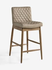 Monza Faux Leather Mink Brown Mid Wood Leg Atlas Effect Fixed Height Bar Stool - Image 7 of 10