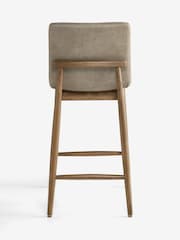 Monza Faux Leather Mink Brown Mid Wood Leg Atlas Effect Fixed Height Bar Stool - Image 9 of 10