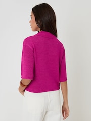 ורוד - Threadbare Knitted Yarn Button Up Polo Shirt - תמונה 2 מתוך 4