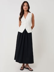 Threadbare White Linen Blend V-Neck Waistcoat - Image 3 of 4