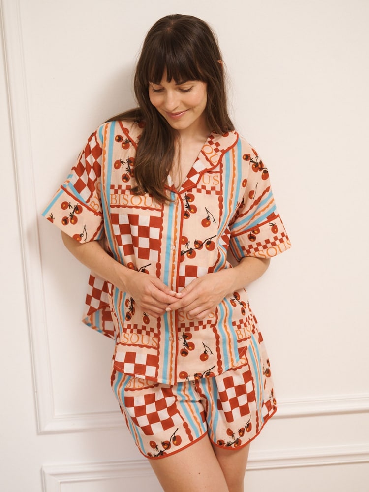 Their Nibs Voile Oversize Shortie Tomato Kisses Pyjamas - Bild 1 von 4