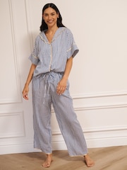 Their Nibs Blue Gauze Oversize Ticking Stripe Pyjamas - Image 1 of 4
