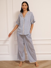 Their Nibs Blue Gauze Oversize Ticking Stripe Pyjamas - Image 2 of 4