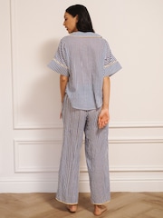 Their Nibs Blue Gauze Oversize Ticking Stripe Pyjamas - Image 3 of 4