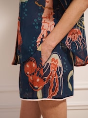 Their Nibs Blue Cotton Gauze Oversize Shortie Ocean Dreaming Pyjamas - Image 3 of 4