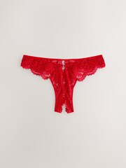 Red Crotchless Thong Lace Knickers 3 Pack - Image 2 of 5