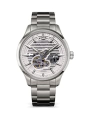 Rotary Silver Tone Greenwich Skeleton Automatic Water Resistance Tone Stainless Steel Bracelet Watch - Image 1 of 5