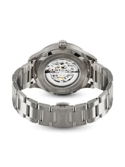 Rotary Silver Tone Greenwich Skeleton Automatic Water Resistance Blue Dial Stainless Steel Tone Bracelet Watch - Image 4 of 5