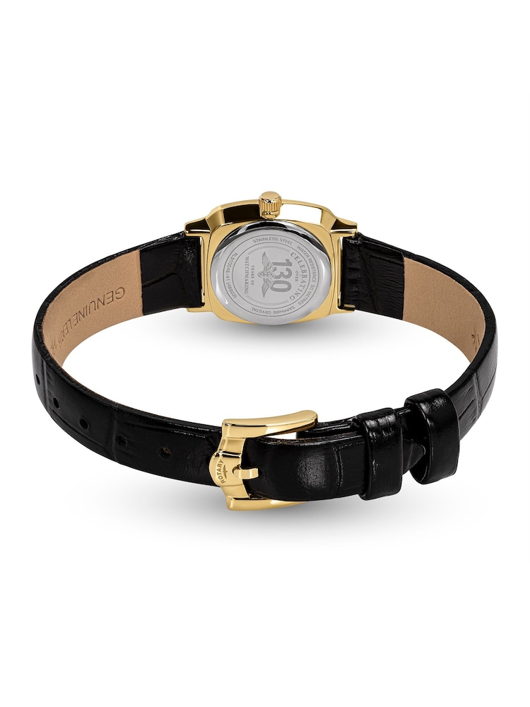 Rotary Black Heritage Astoria Mother Of Pearl Gold Plated Leather Strap Watch - Image 4 of 4 Rotary Black Heritage Astoria Mother Of Pearl Gold Plated Leather Strap Watch - Image 4 of 4