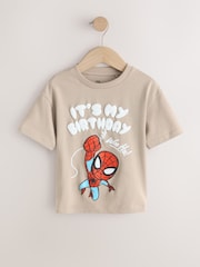 Tan Brown Marvel Short Sleeve Cotton T-Shirt (9mths-8yrs) - Image 1 of 4