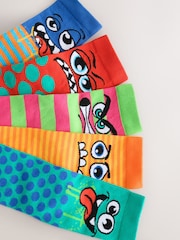 Multi Bright Faces Cotton Rich Socks 5 Pack - Image 2 of 4