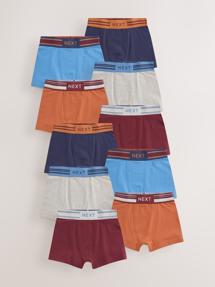 Burgundy/ Blue/ Orange Soft Waistband Trunks 5 Pack (1.5-16yrs) - Image 1 of 9 Burgundy/ Blue/ Orange Soft Waistband Trunks 5 Pack (1.5-16yrs) - Image 1 of 9