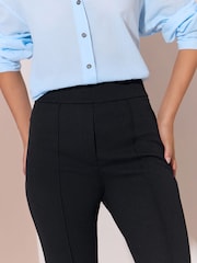 Crno - Lipsy High Waisted Bootleg Jersey Trousers - Slika 3 od 5