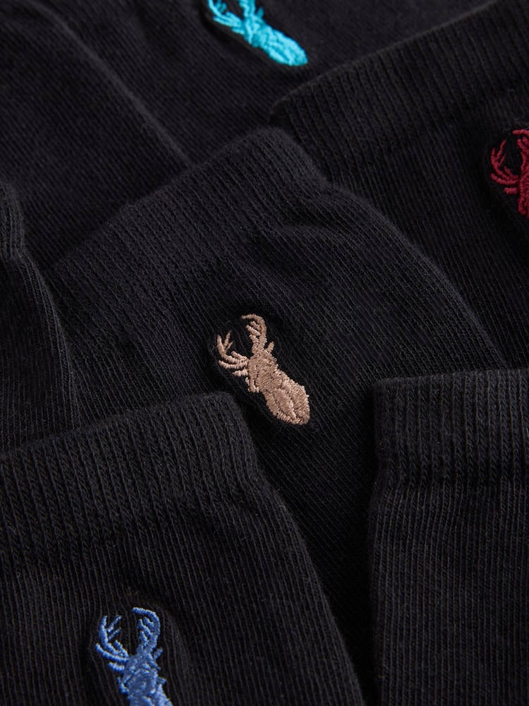 Black Stag Embroidered Cotton Rich Socks 7 Pack - Image 2 of 3 Black Stag Embroidered Cotton Rich Socks 7 Pack - Image 2 of 3