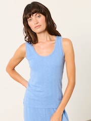 FatFace Olivia Pale Blue Pointelle Lace Trim Vest - Image 1 of 6