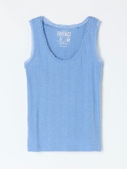 FatFace Olivia Pale Blue Pointelle Lace Trim Vest - Image 6 of 6
